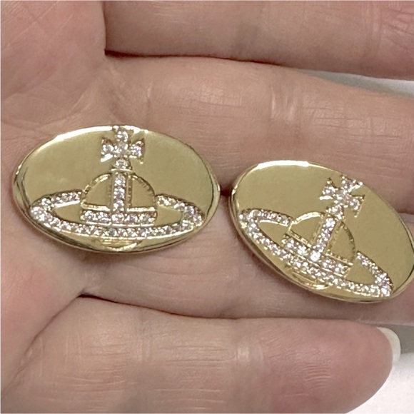 vintage signature crystal orb stud earrings - Picture 2 of 7